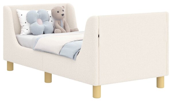 VidaXL Gyerekágy keret fejtámlával Krém 70 x 140 cm Juh Gyapjú