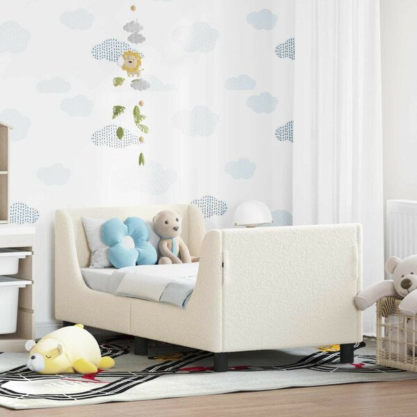 VidaXL Gyerekágy keret fejtámlával Krém 70 x 140 cm Juh Gyapjú