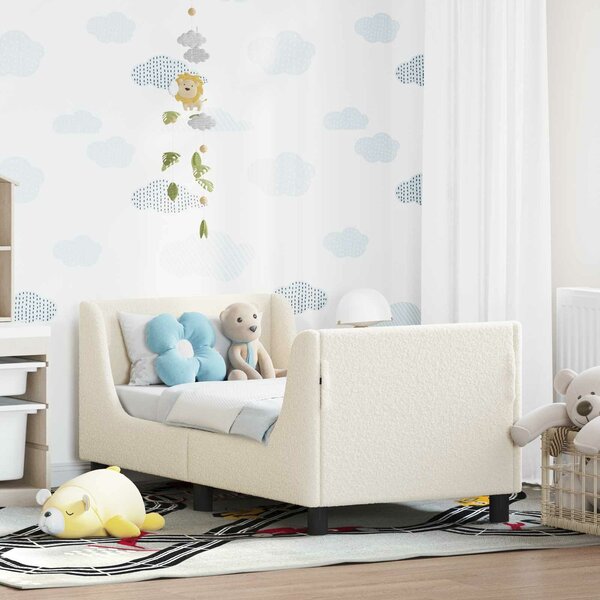 VidaXL Gyerekágy keret fejtámlával Krém 70 x 140 cm Juh Gyapjú