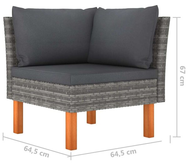 Polyrattan Kerti Ülőgarnitúra - 9 részes - Szürke