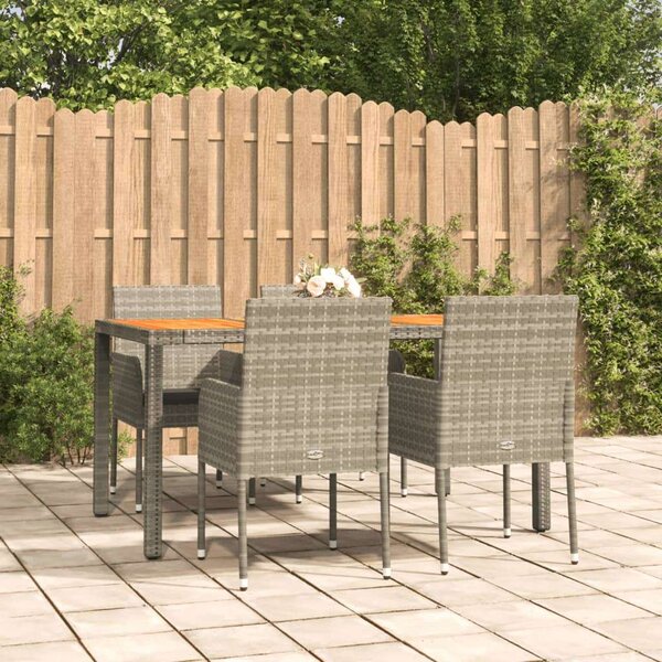 Polyrattan Kerti Étkezőgarnitúra - 5 részes - Szürke