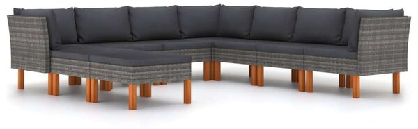 Polyrattan Kerti Ülőgarnitúra - 9 részes - Szürke