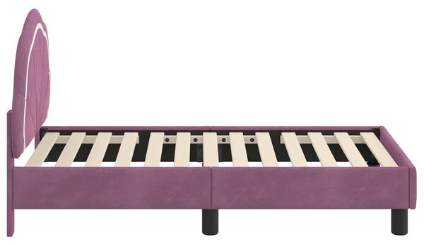 VidaXL Gyerekágy keret fejtámlával Lila 70 x 140 cm Bársony