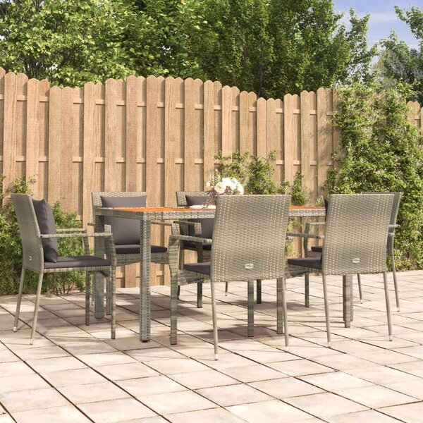 Polyrattan Kerti Étkezőgarnitúra - 7 részes - Szürke