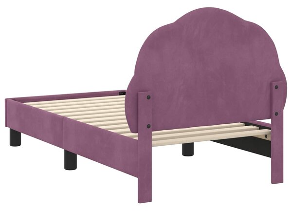 VidaXL Gyerekágy keret fejtámlával Lila 70 x 140 cm Bársony