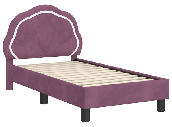 VidaXL Gyerekágy keret fejtámlával Lila 70 x 140 cm Bársony