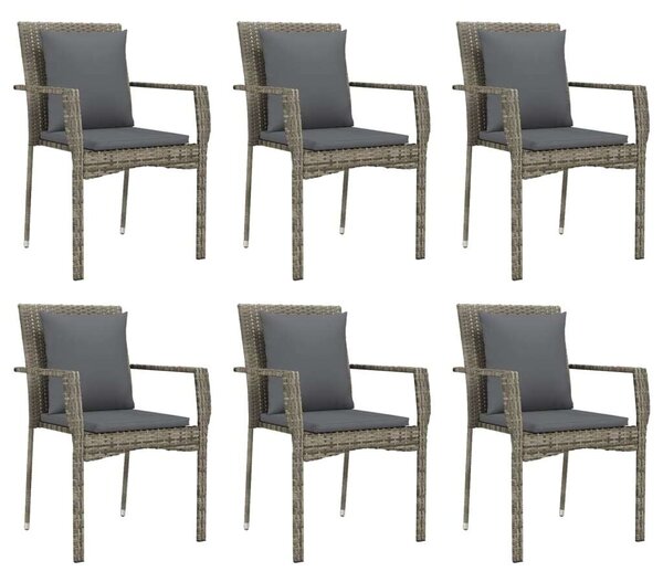 Polyrattan Kerti Étkezőgarnitúra - 7 részes - Szürke