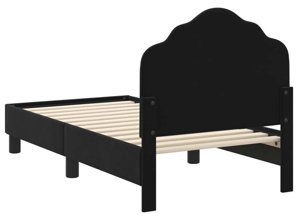 VidaXL Gyerekágy keret fejtámlával Fekete 70 x 140 cm Bársony