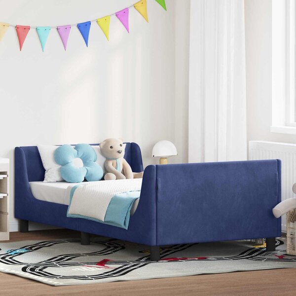 VidaXL Gyerekágy kerettel Rendőrségi kék 90 x 200 cm Bársony