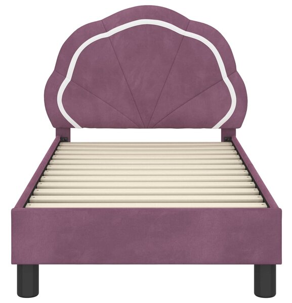 VidaXL Gyerekágy keret fejtámlával Lila 70 x 140 cm Bársony