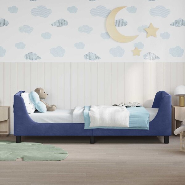 VidaXL Gyerekágy kerettel Rendőrségi kék 90 x 200 cm Bársony