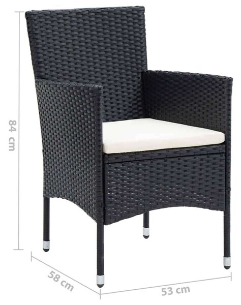 Polyrattan Kerti Étkezőgarnitúra - 5 részes - Fekete