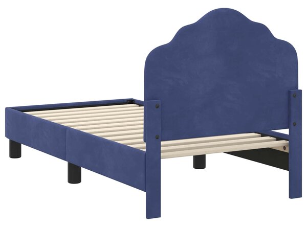 VidaXL Gyerekágy keret fejtámlával Rendőrségi kék 70 x 140 cm Bársony