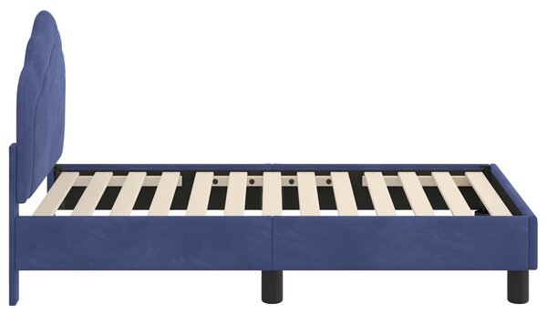 VidaXL Gyerekágy keret fejtámlával Rendőrségi kék 70 x 140 cm Bársony
