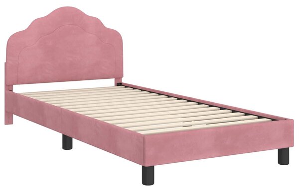 VidaXL Gyerekágy kerettel fejtámlával Rózsaszín 90 x 190 cm Bársony