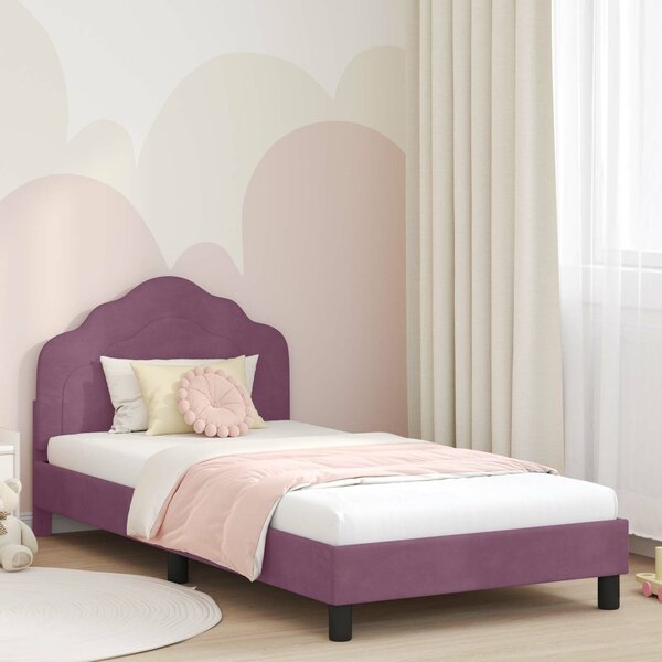 VidaXL Gyerekágy kerettel fejtámlával Lila 80 x 200 cm Bársony