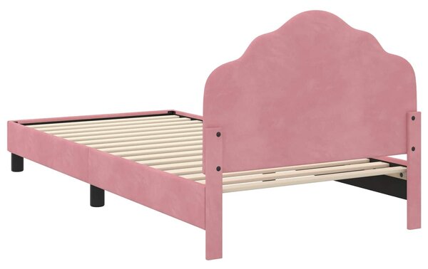 VidaXL Gyerekágy kerettel fejtámlával Rózsaszín 90 x 190 cm Bársony