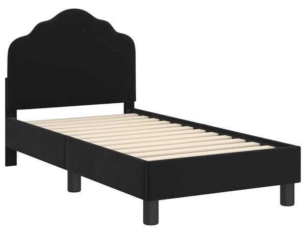 VidaXL Gyerekágy keret fejtámlával Fekete 70 x 140 cm Bársony