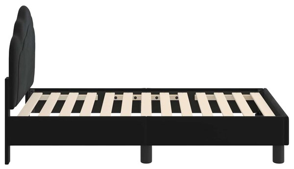 VidaXL Gyerekágy keret fejtámlával Fekete 70 x 140 cm Bársony