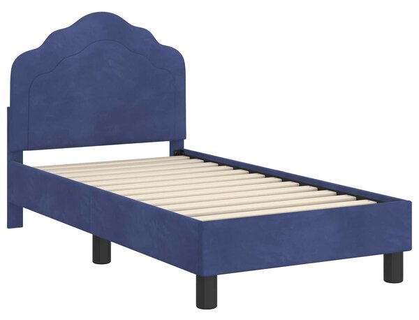 VidaXL Gyerekágy keret fejtámlával Rendőrségi kék 70 x 140 cm Bársony