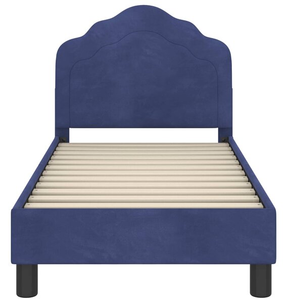 VidaXL Gyerekágy keret fejtámlával Rendőrségi kék 70 x 140 cm Bársony