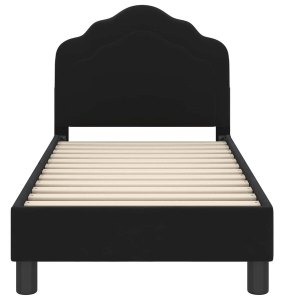 VidaXL Gyerekágy keret fejtámlával Fekete 70 x 140 cm Bársony