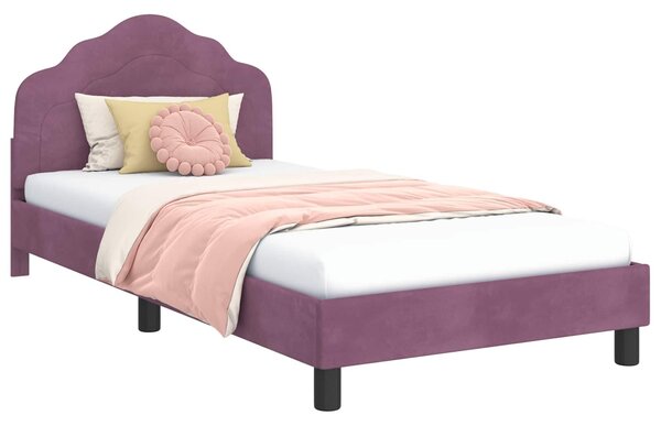 VidaXL Gyerekágy kerettel fejtámlával Lila 80 x 200 cm Bársony