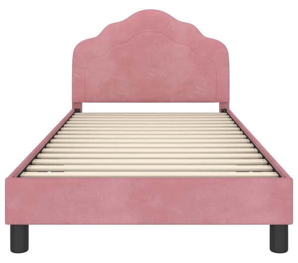 VidaXL Gyerekágy kerettel fejtámlával Rózsaszín 90 x 190 cm Bársony