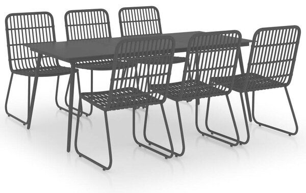 Polyrattan Kültéri Étkezőgarnitúra - 7 részes - Fekete