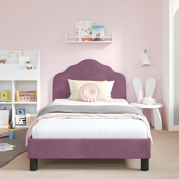 VidaXL Gyerekágy kerettel fejtámlával Lila 80 x 200 cm Bársony