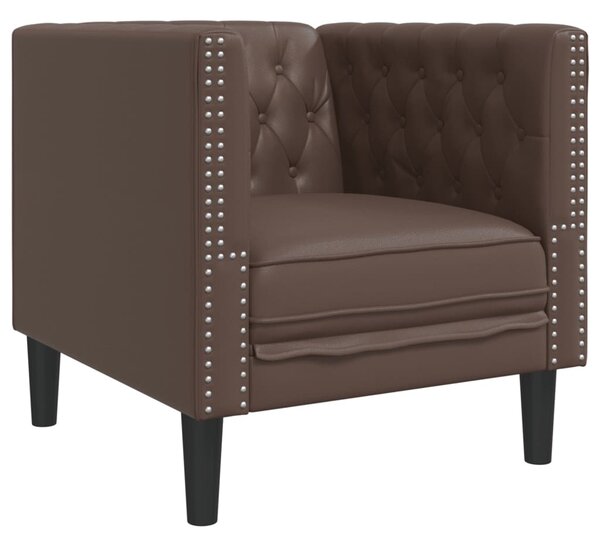 Barna műbőr Chesterfield kanapéfotel