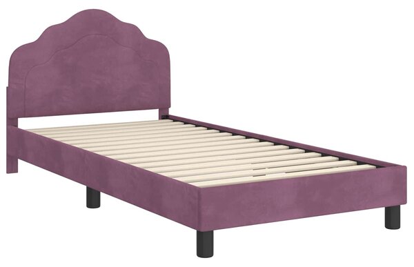 VidaXL Gyerekágy kerettel fejtámlával Lila 80 x 200 cm Bársony