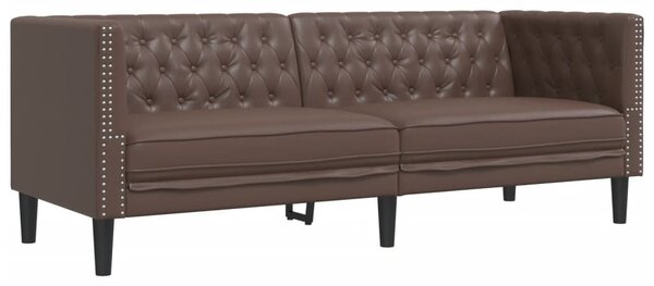 3 részes barna műbőr Chesterfield kanapégarnitúra
