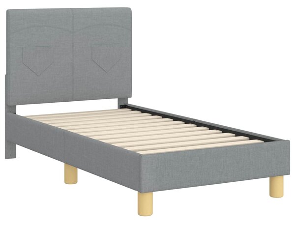 VidaXL Gyerekágy keret fejtámlával Világosszürke 70 x 140 cm szövet