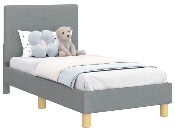 VidaXL Gyerekágy keret fejtámlával Világosszürke 70 x 140 cm szövet