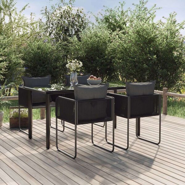 5-részes fekete kerti étkezőgarnitúra
