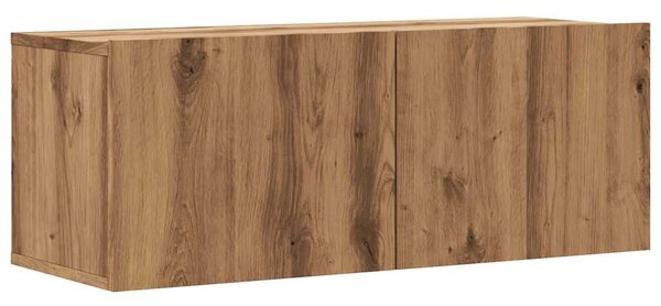 Kézműves tölgy színű szerelt fa fali TV-szekrény 80x30x30 cm