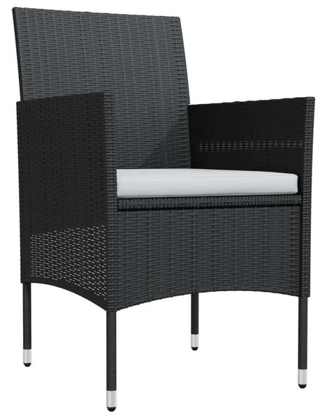 Rattan Kerti Étkezőgarnitúra - 9 részes - Fekete