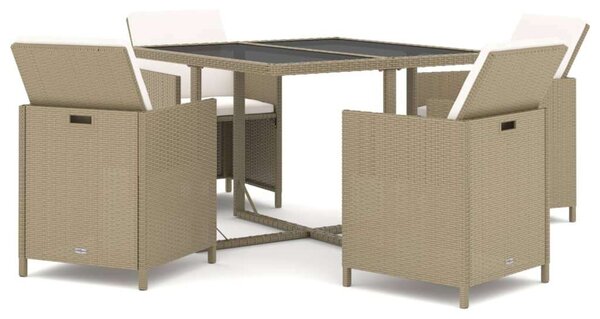 Kerti Étkezőgarnitúra - Polyrattan - Bézs - 5 részes