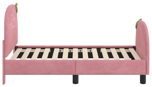 VidaXL Gyerekágy keret fejtámlával Rózsaszín 70 x 140 cm Bársony