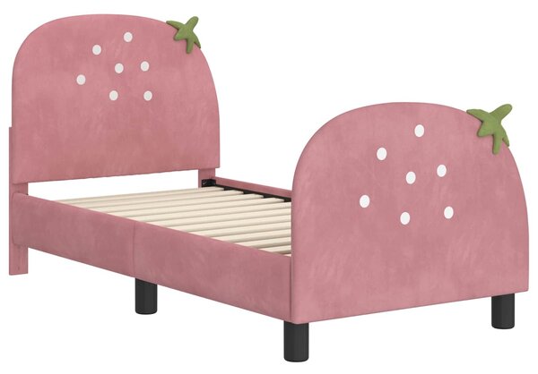 VidaXL Gyerekágy keret fejtámlával Rózsaszín 70 x 140 cm Bársony