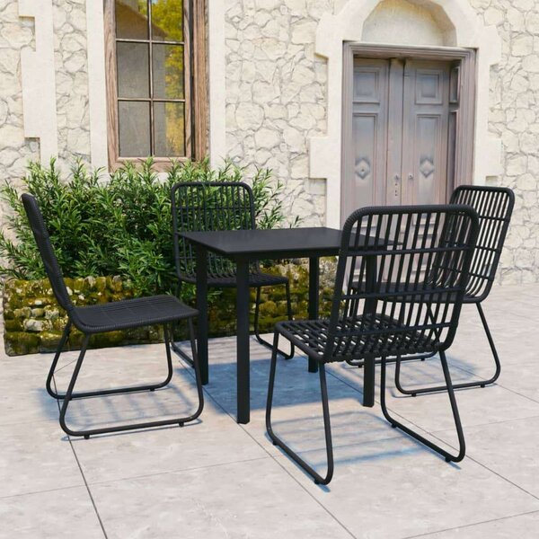 VidaXL Kültéri Étkezőgarnitúra - Polyrattan - 5 részes - Fekete