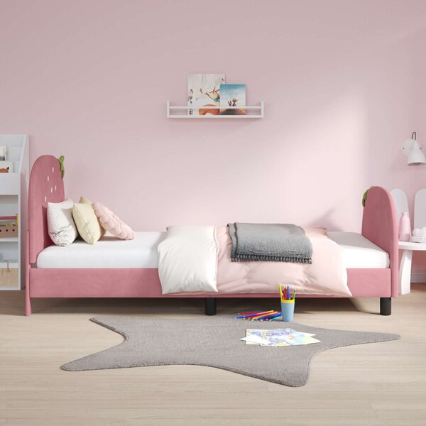 VidaXL Gyerekágy kerettel fejtámlával Rózsaszín 80 x 200 cm Bársony