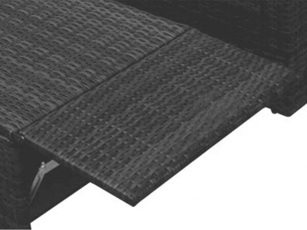 2-személyes Polyrattan Kerti Kanapé Szett - Fekete - Kihajtható Lábtartóval