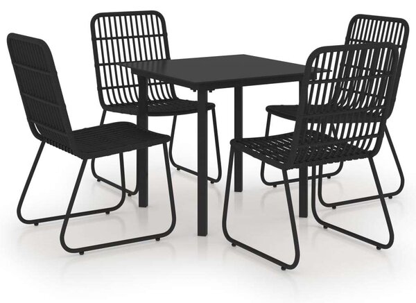VidaXL Kültéri Étkezőgarnitúra - Polyrattan - 5 részes - Fekete
