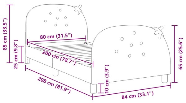VidaXL Gyerekágy kerettel fejtámlával Rózsaszín 80 x 200 cm Bársony