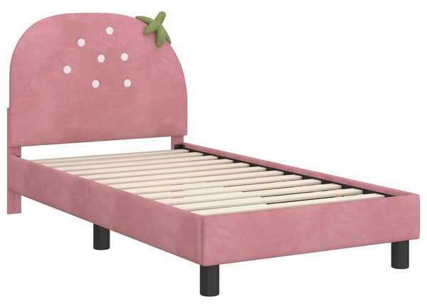 VidaXL Gyerekágy kerettel fejtámlával Rózsaszín 80 x 160 cm Bársony