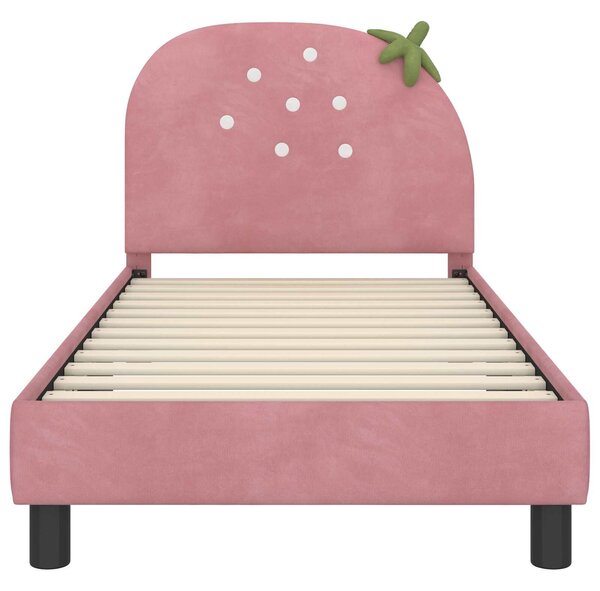 VidaXL Gyerekágy kerettel fejtámlával Rózsaszín 80 x 160 cm Bársony