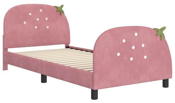VidaXL Gyerekágy kerettel fejtámlával Rózsaszín 80 x 200 cm Bársony