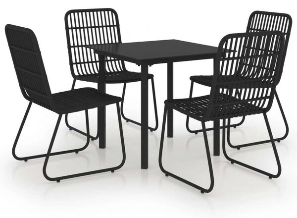 VidaXL Kültéri Étkezőgarnitúra - Polyrattan - 5 részes - Fekete
